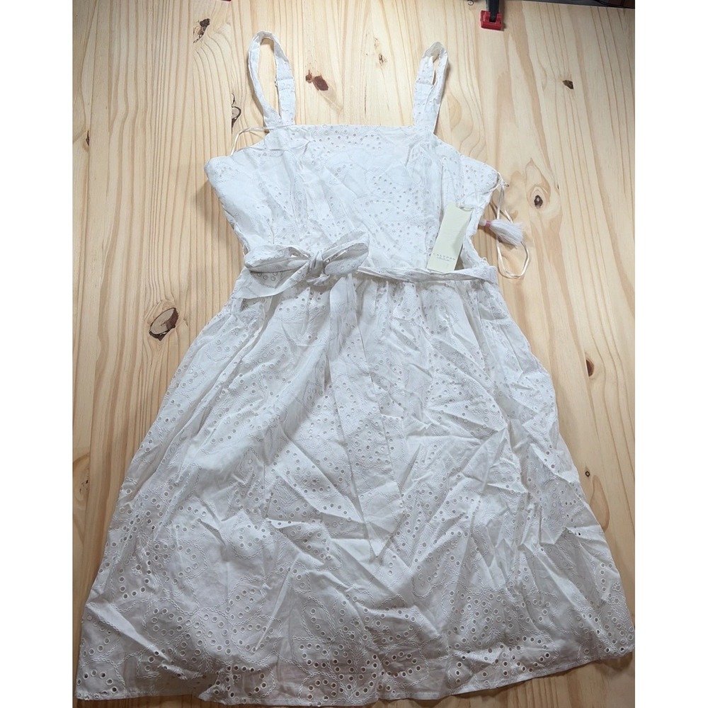 Calypso St. Barth Women's White Lace Sleeveless Sundress Floral Embroidered Sz 6